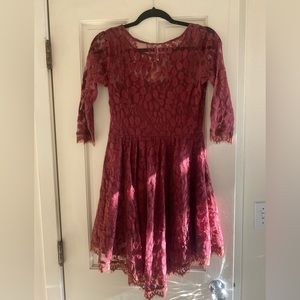 Free People, Wine color Lace Dress, Size 4